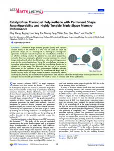 Catalyst-Free Thermoset Polyurethane with Permanent Shape