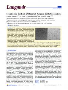 Solvothermal Synthesis of Ultrasmall Tungsten Oxide